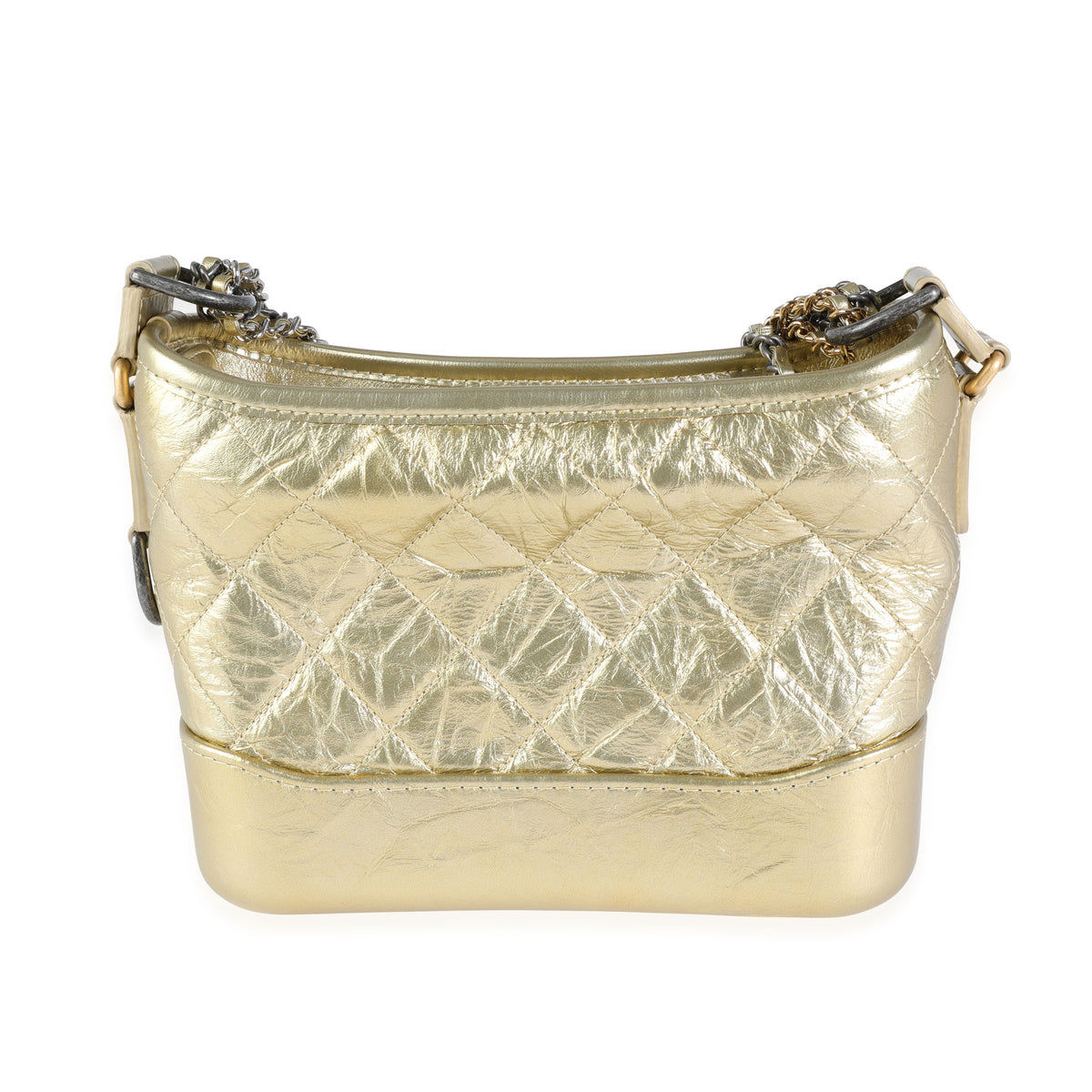 Chanel Gold Quilted Calfskin Small Gabrielle Hobo Handbag pv