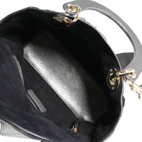 Christian Dior Metallic Silver Supple Cannage Leather Medium Lady Dior Tote Handbag av
