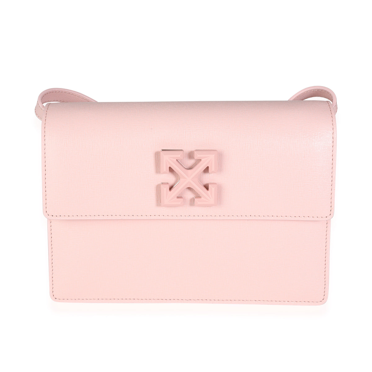 Off White Pink Saffiano Leather Jitney 2.0 Crossbody Bag Handbag fv
