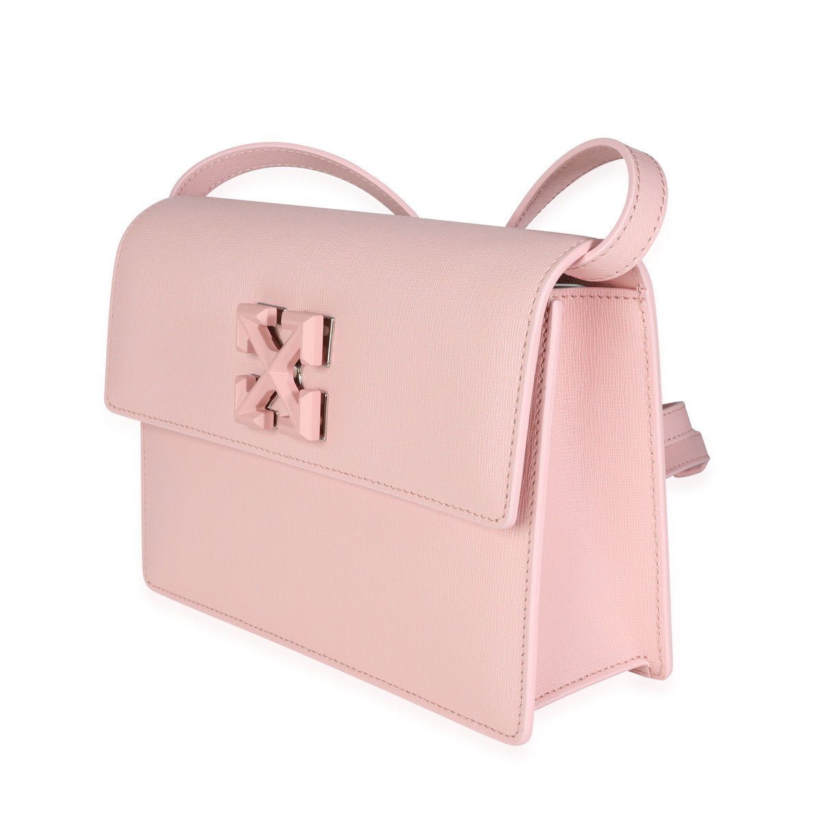 Off White Pink Saffiano Leather Jitney 2.0 Crossbody Bag Handbag sv