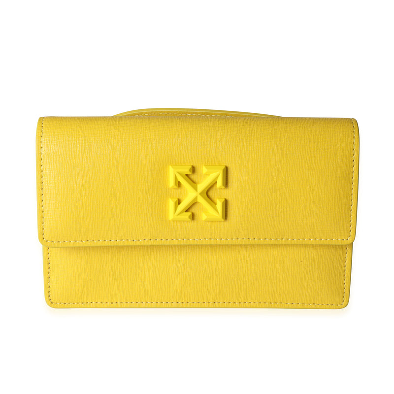 Off White Yellow Saffiano Leather Jitney 0.8 Tonal Arrow Belt Bag Handbag