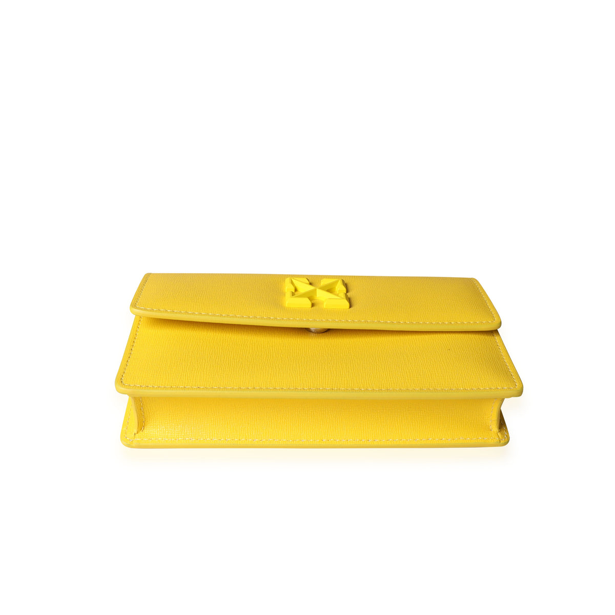Off White Yellow Saffiano Leather Jitney 0.8 Tonal Arrow Belt Bag Handbag