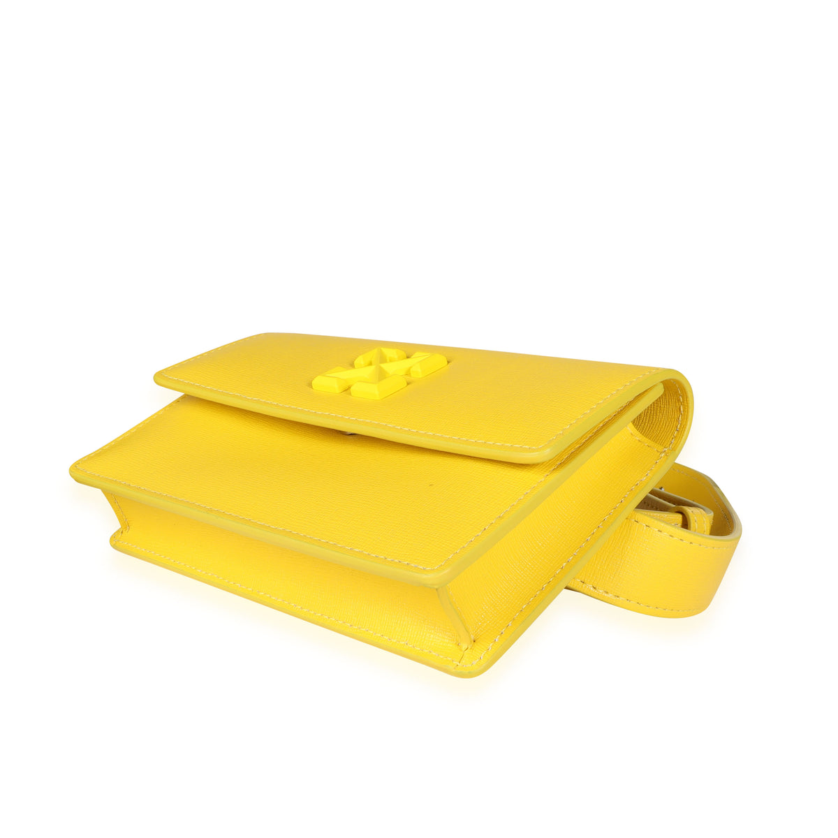 Off White Yellow Saffiano Leather Jitney 0.8 Tonal Arrow Belt Bag Handbag
