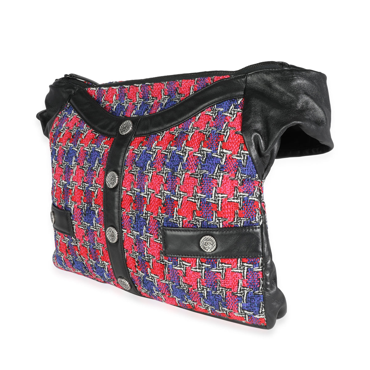 Chanel Black Lambskin & Multicolor Tweed Girl Bag Handbag sv