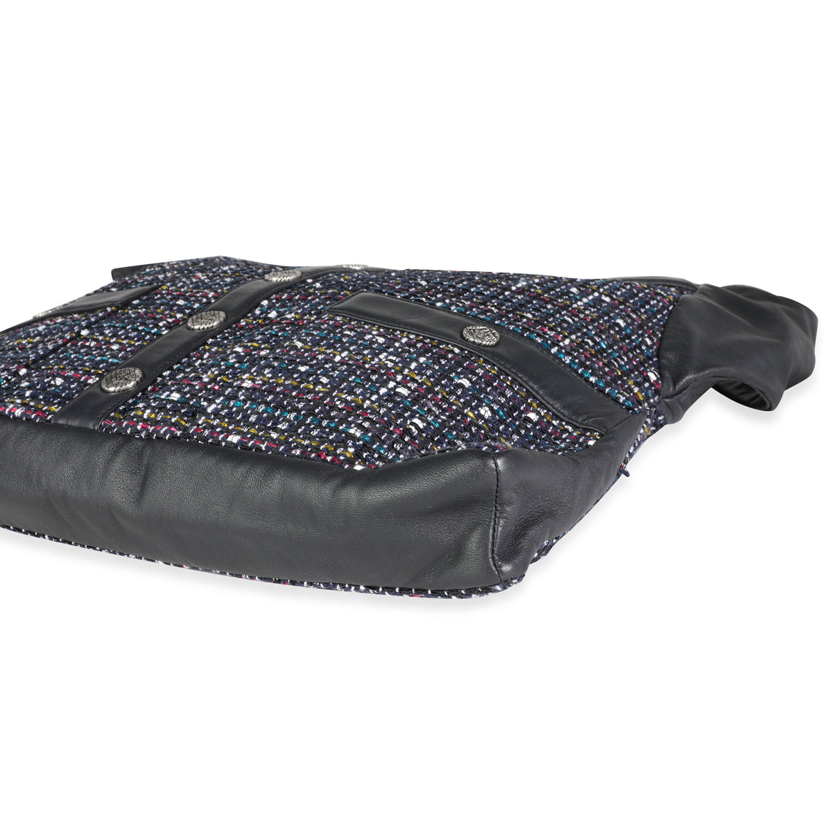 Chanel Navy Lambskin & Multicolor Tweed Girl Bag Handbag box