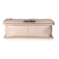 Chanel Light Beige Chevron Quilted Lambskin Medium Boy Bag Handbag stamp
