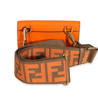Fendi Orange Calfskin Mini Flat Baguette with Brown 'Strap You' Strap Handbag clasp