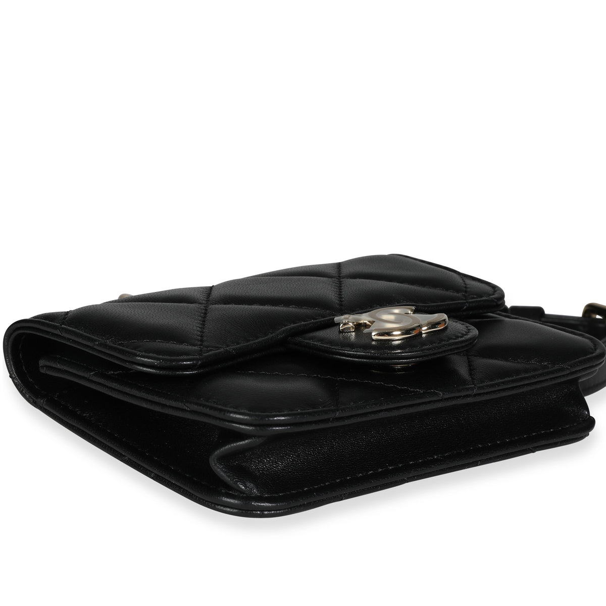 Chanel Black Quilted Lambskin Elegant Chain Mini  Belt Bag Handbag box