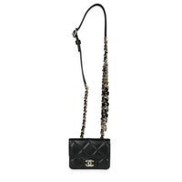 Chanel Black Quilted Lambskin Elegant Chain Mini  Belt Bag Handbag pv