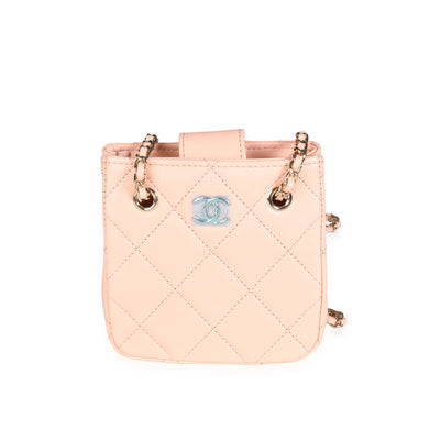 Chanel Pink Quilted Lambskin Tiny Shopping Bag Handbag fv