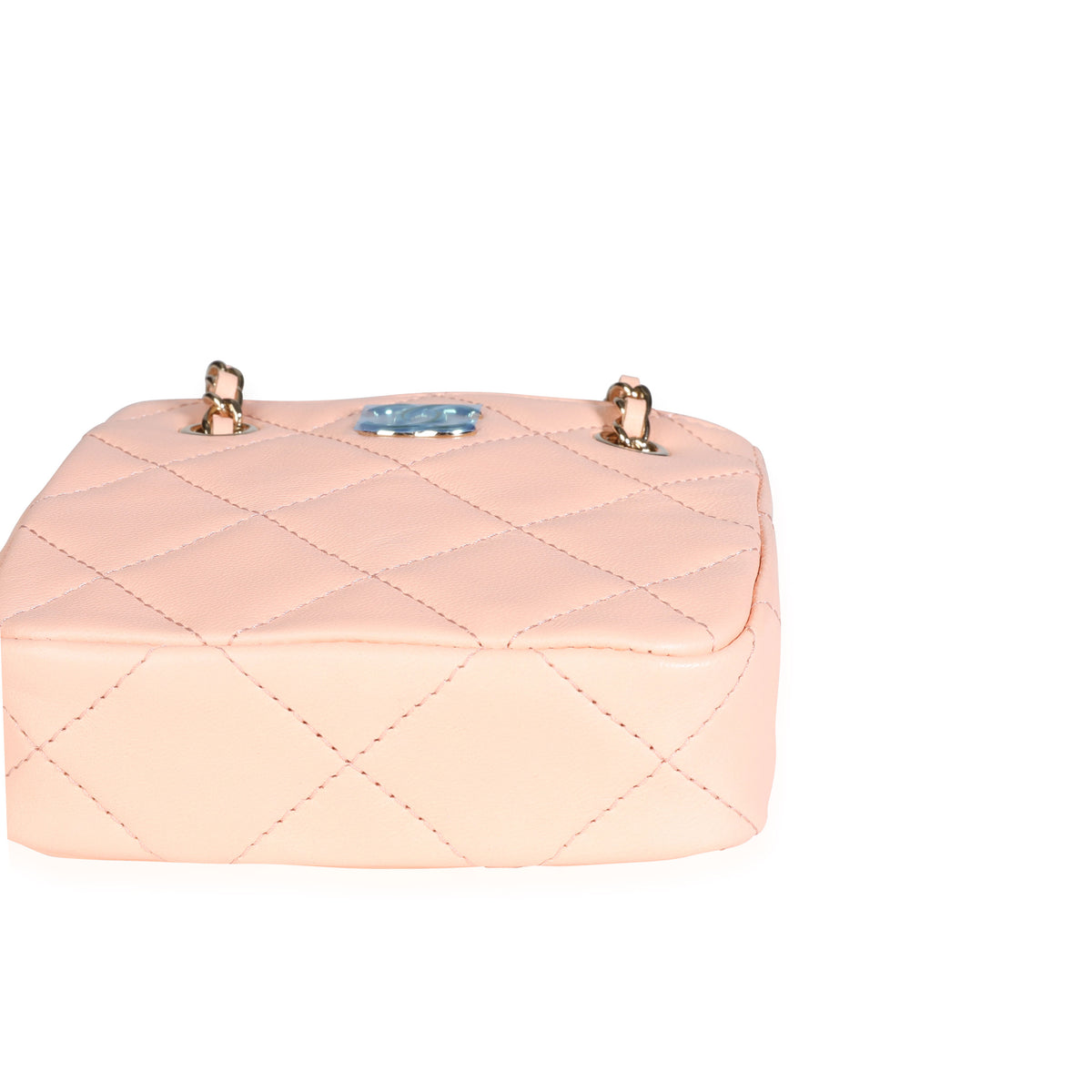 Chanel Pink Quilted Lambskin Tiny Shopping Bag Handbag stamp