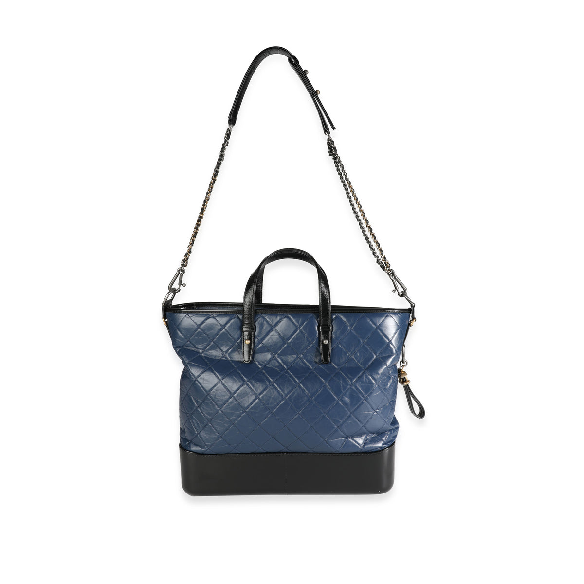 Chanel Black & Blue Quilted Calfskin Large Gabrielle Shopping Tote Handbag bv