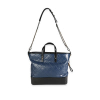 Chanel Black & Blue Quilted Calfskin Large Gabrielle Shopping Tote Handbag bv