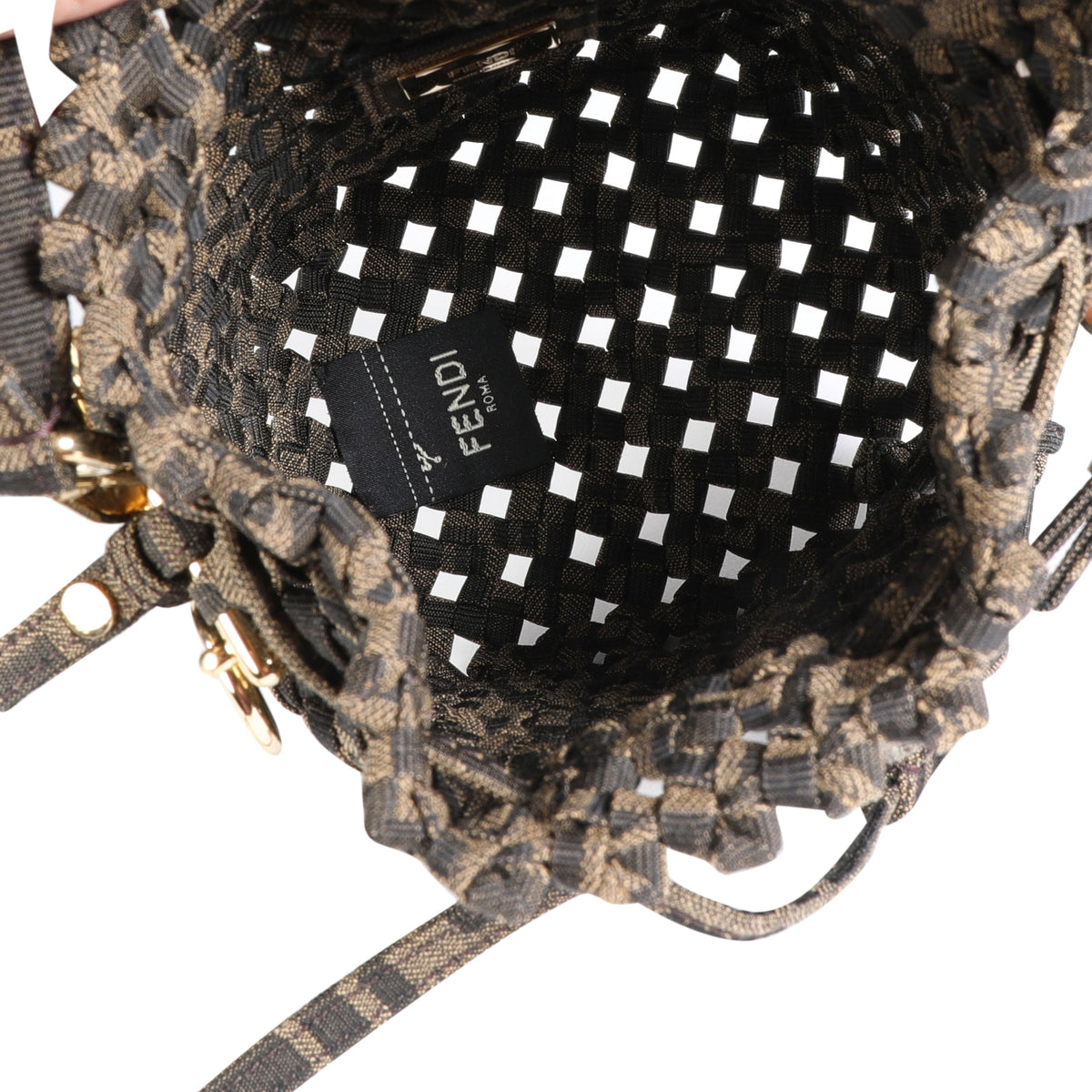 Fendi Brown Jacquard Interlace Canvas Mini Mon Tresor Handbag av