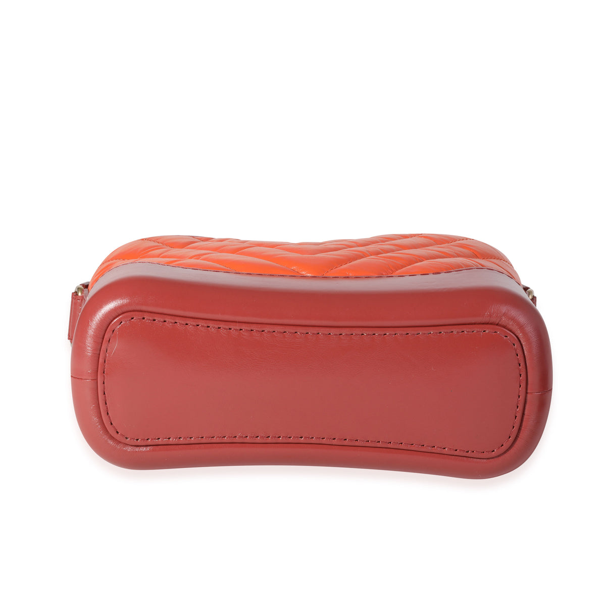 Chanel Orange & Red Aged Calfskin Chevron Quilted Small Gabrielle Hobo Handbag stamp