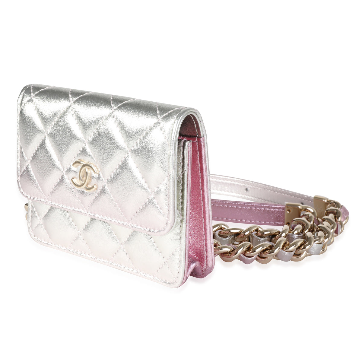 Chanel Metallic Ombre Quilted Lambskin Belt Bag Handbag sv