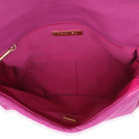 Chanel Fuchsia Quilted Cotton Medium  19 Flap Bag Handbag ad1