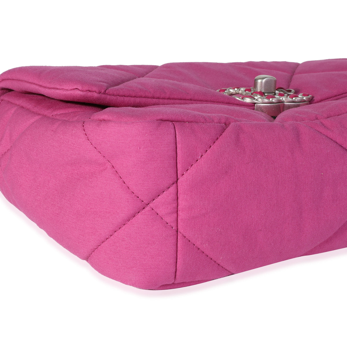 Chanel Fuchsia Quilted Cotton Medium  19 Flap Bag Handbag bv