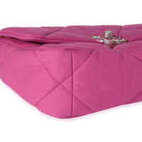 Chanel Fuchsia Quilted Cotton Medium  19 Flap Bag Handbag bv