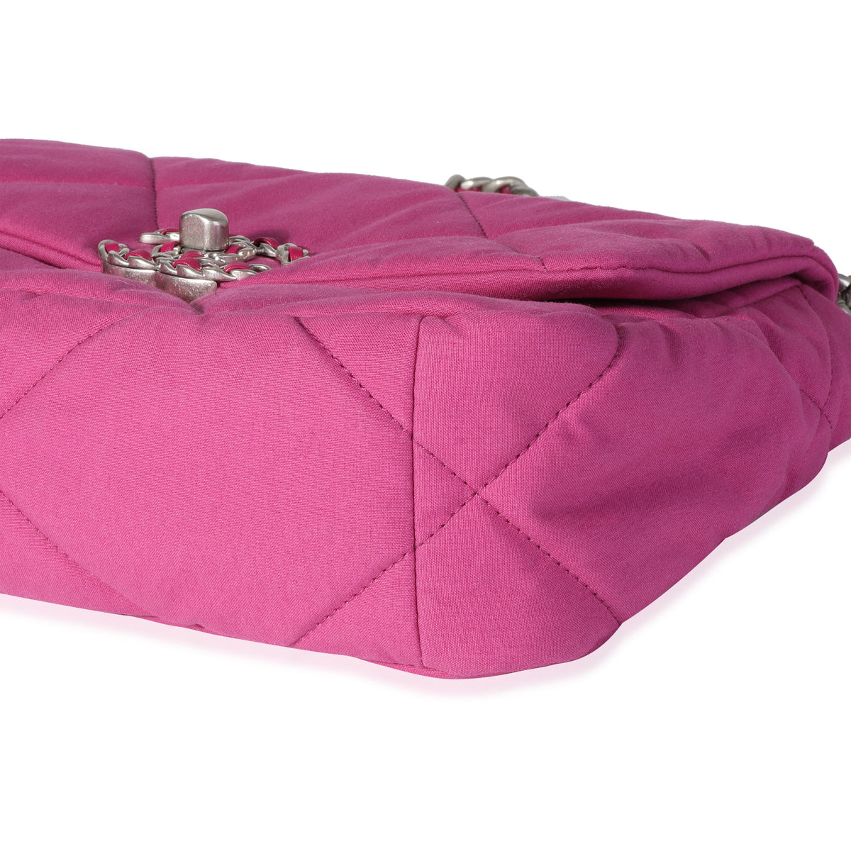 Chanel Fuchsia Quilted Cotton Medium  19 Flap Bag Handbag clasp