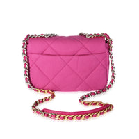 Chanel Fuchsia Quilted Cotton Medium  19 Flap Bag Handbag pv