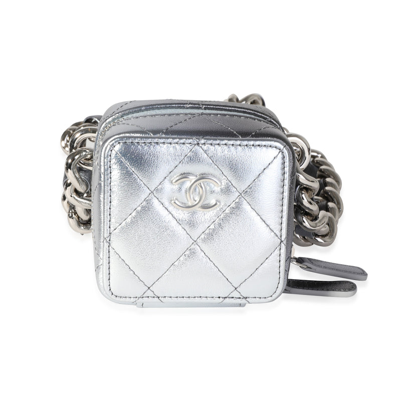 Chanel Metallic Lambskin Quilted Coco Punk Clutch With Chain Handbag fv