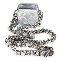 Chanel Metallic Lambskin Quilted Coco Punk Clutch With Chain Handbag pv