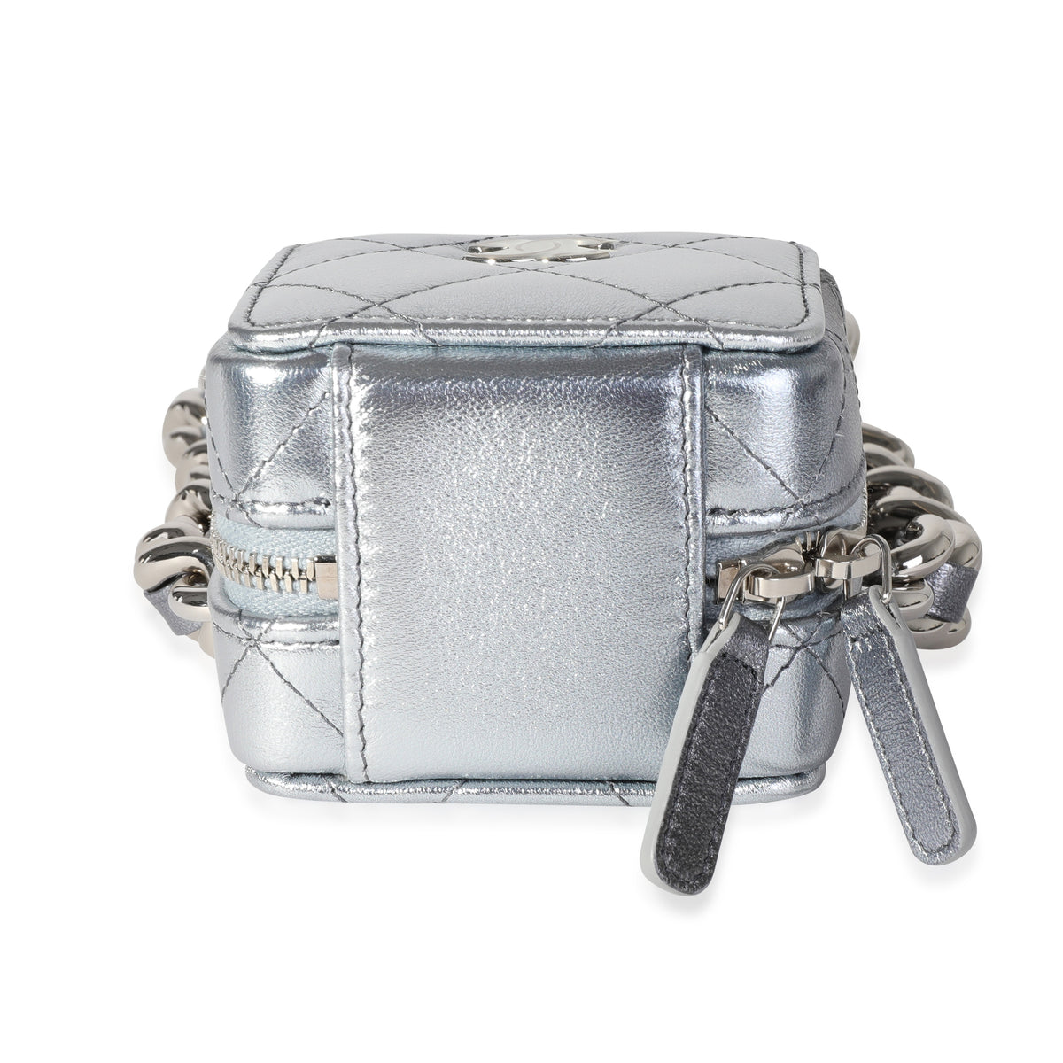 Chanel Metallic Lambskin Quilted Coco Punk Clutch With Chain Handbag stamp