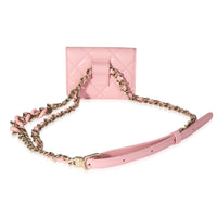 Chanel Pink Quilted Lambskin Elegant Chain Belt Bag Handbag pv