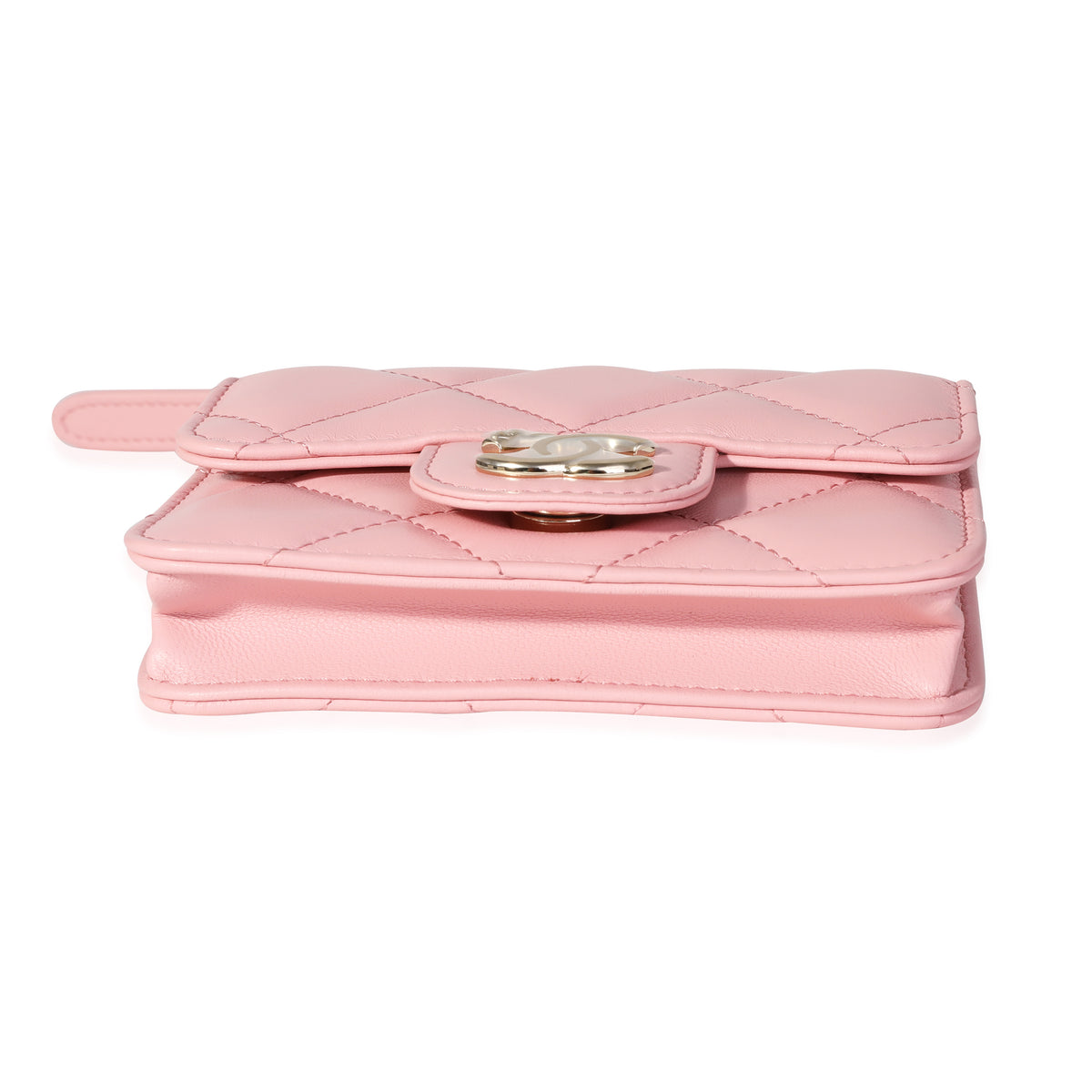 Chanel Pink Quilted Lambskin Elegant Chain Belt Bag Handbag stamp