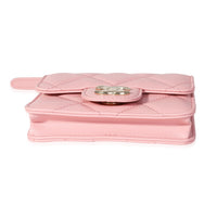 Chanel Pink Quilted Lambskin Elegant Chain Belt Bag Handbag stamp