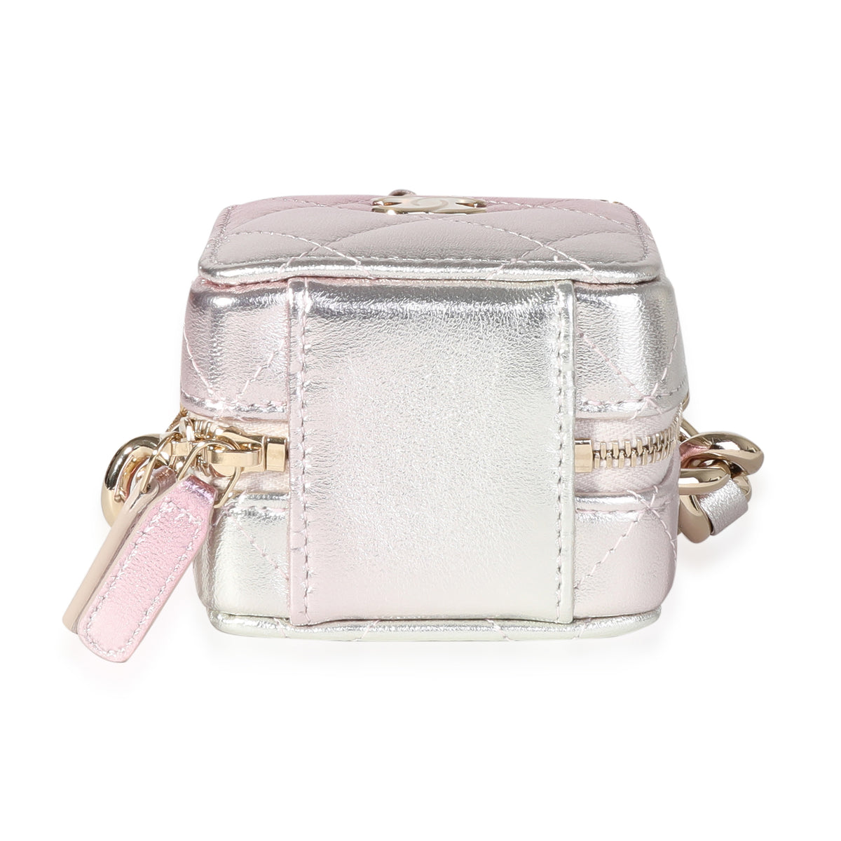 Chanel Metallic Lambskin Quilted Coco Punk Clutch With Chain Handbag box