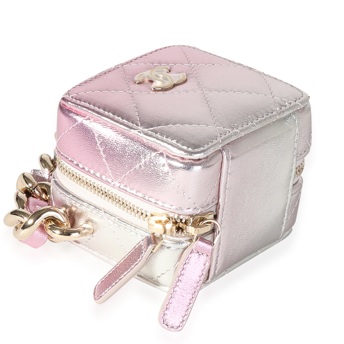 Chanel Metallic Lambskin Quilted Coco Punk Clutch With Chain Handbag bv