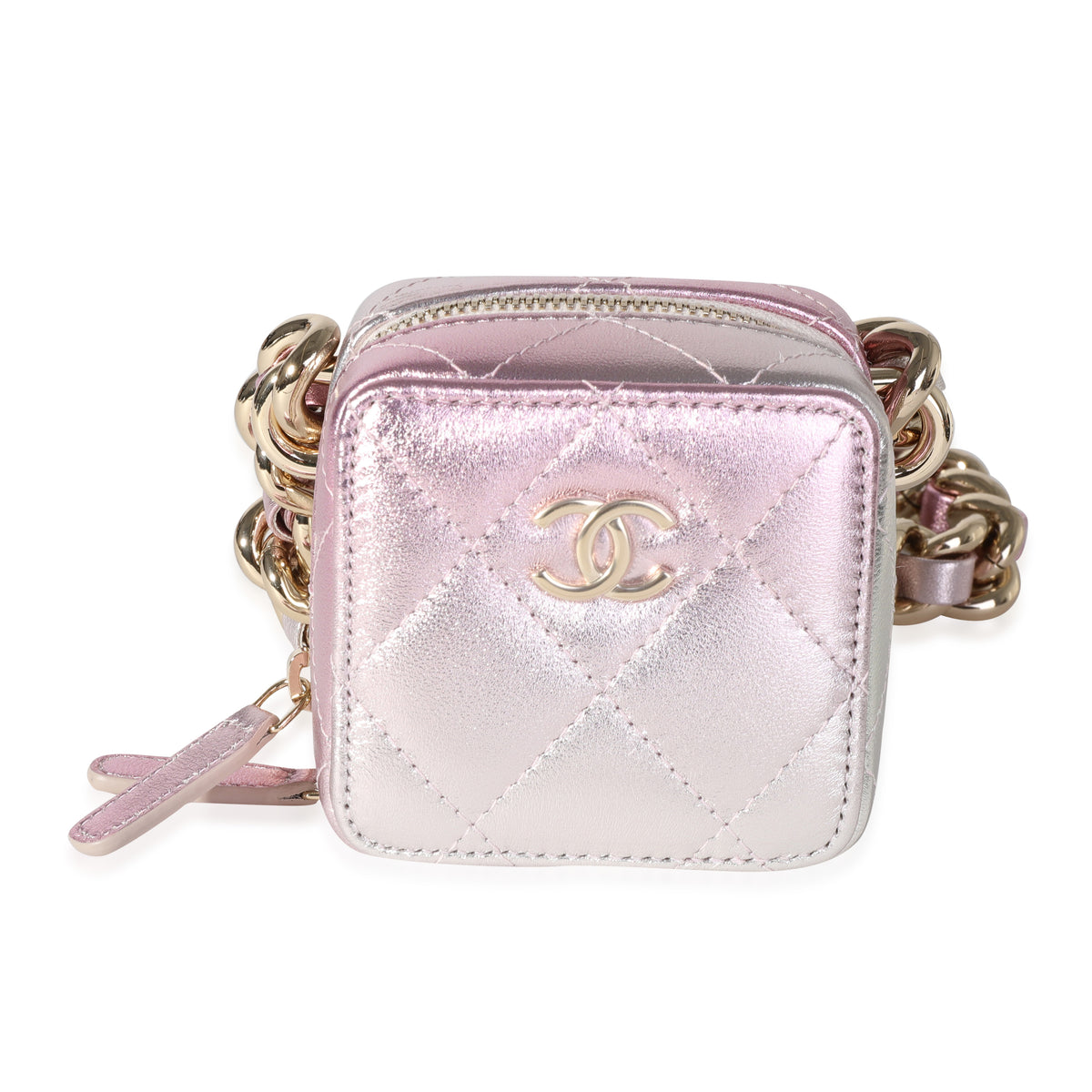 Chanel Metallic Lambskin Quilted Coco Punk Clutch With Chain Handbag fv