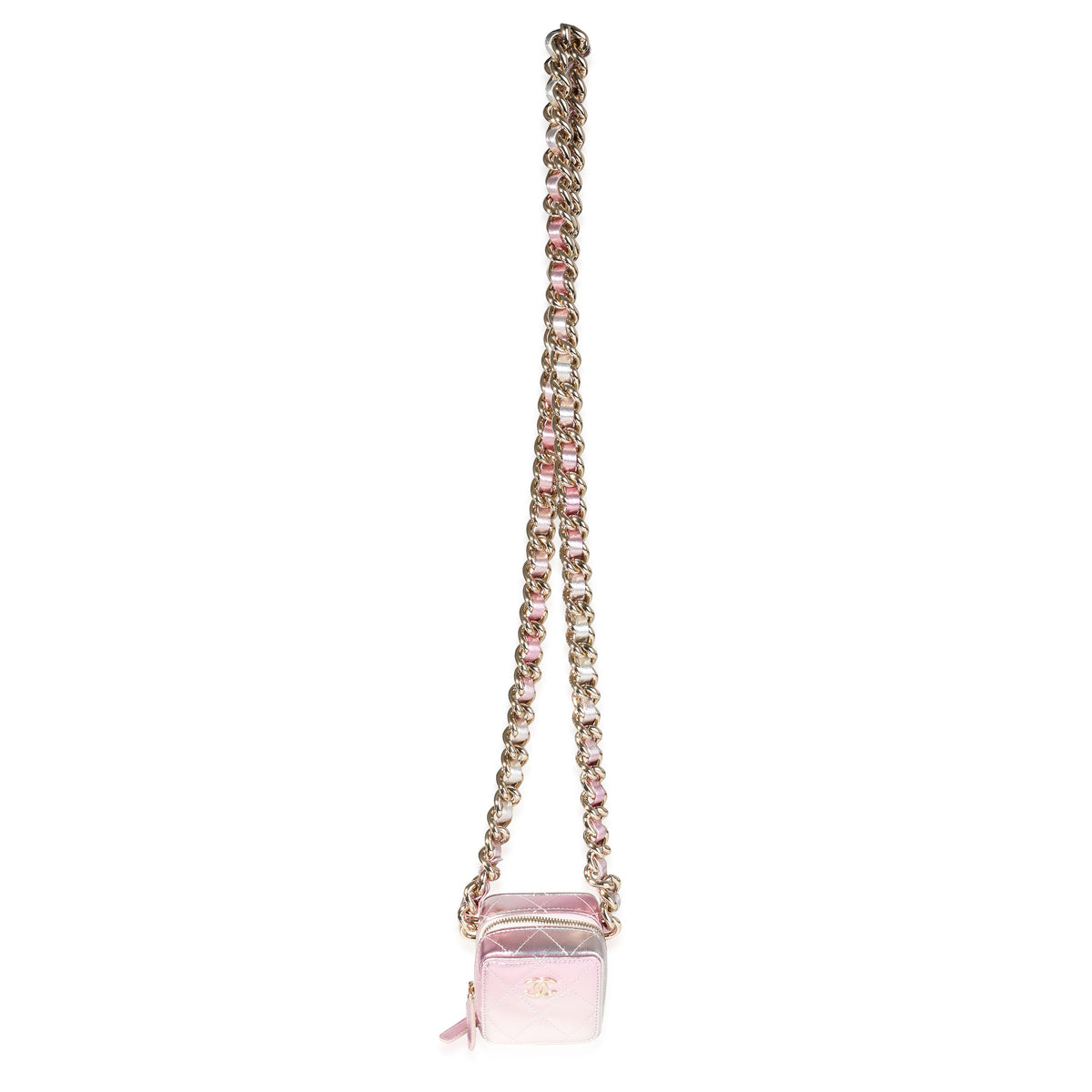 Chanel Metallic Lambskin Quilted Coco Punk Clutch With Chain Handbag stamp