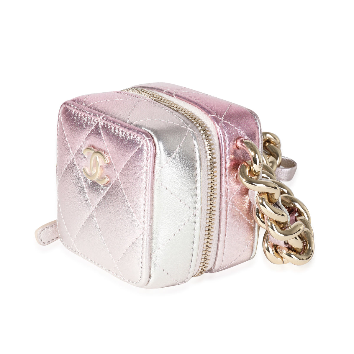 Chanel Metallic Lambskin Quilted Coco Punk Clutch With Chain Handbag sv