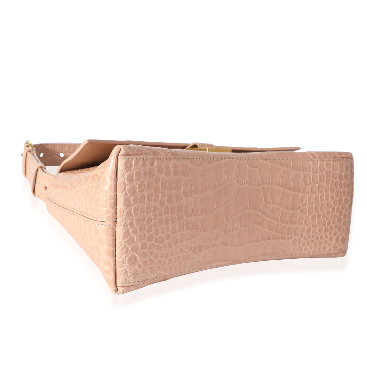Balenciaga Beige Croc Embossed Hourglass Downtown Shoulder Bag Handbag box