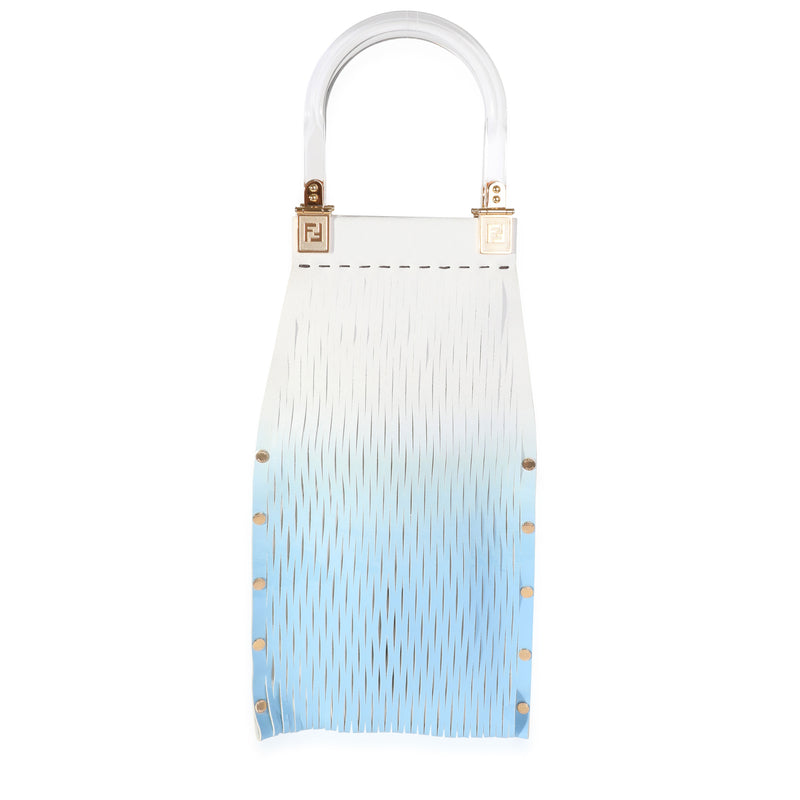 Fendi Blue Gradient Laser Cut Patent & Suede Sunny Top Handle Bag Handbag fv