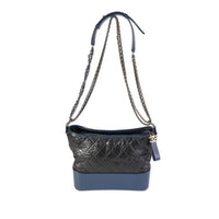 Chanel Black & Blue Quilted Aged Calfskin Large Gabrielle Hobo Handbag bv