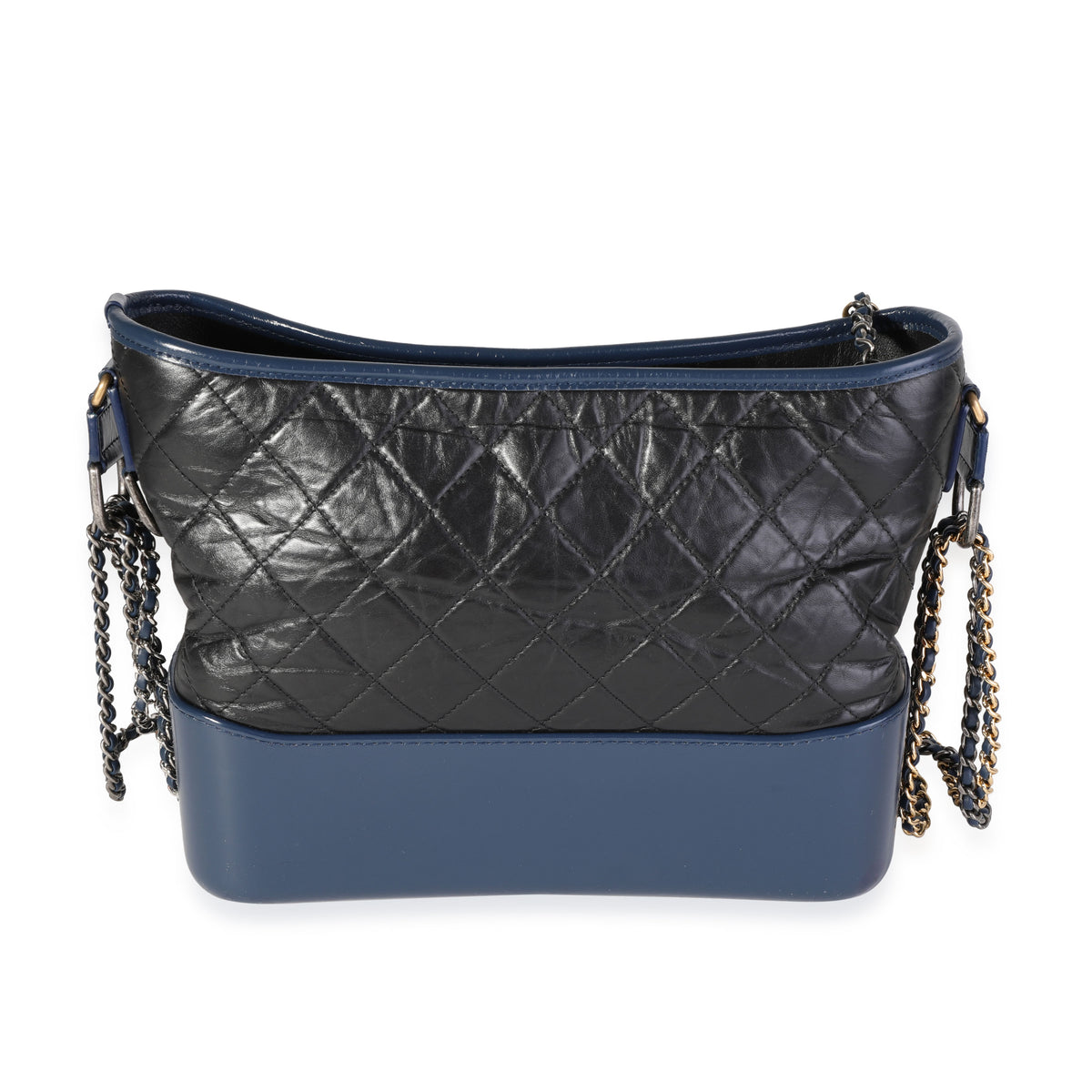 Chanel Black & Blue Quilted Aged Calfskin Large Gabrielle Hobo Handbag fv