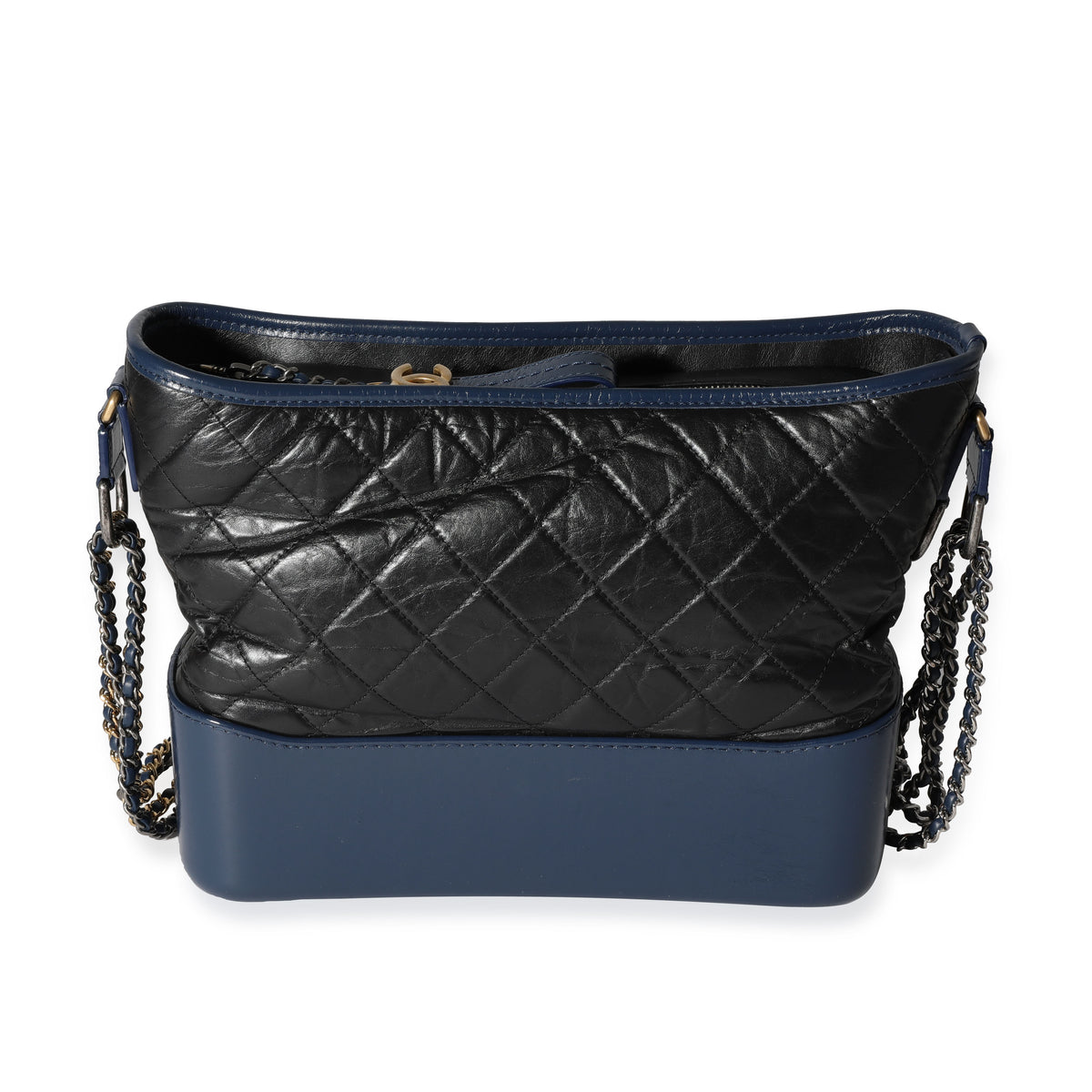 Chanel Black & Blue Quilted Aged Calfskin Large Gabrielle Hobo Handbag pv