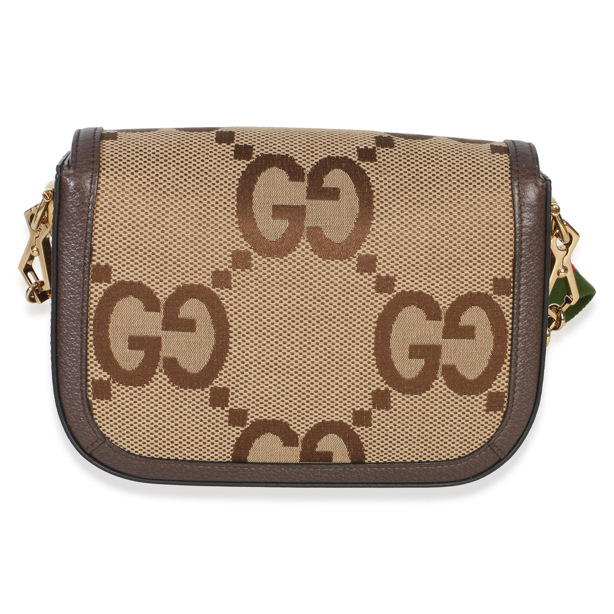 Gucci Camel Monogram Jumbo GG Calfskin Web Small Horsebit 1955 Shoulder Bag Handbag 4