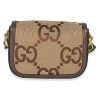 Gucci Camel Monogram Jumbo GG Calfskin Web Small Horsebit 1955 Shoulder Bag Handbag 4