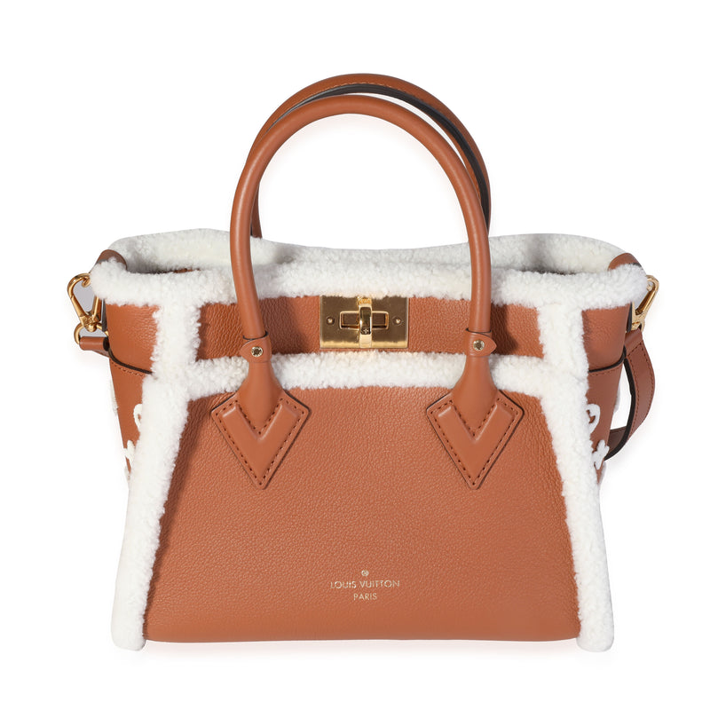 Louis Vuitton Caramel Calfskin and Shearling On My Side PM Handbag fv