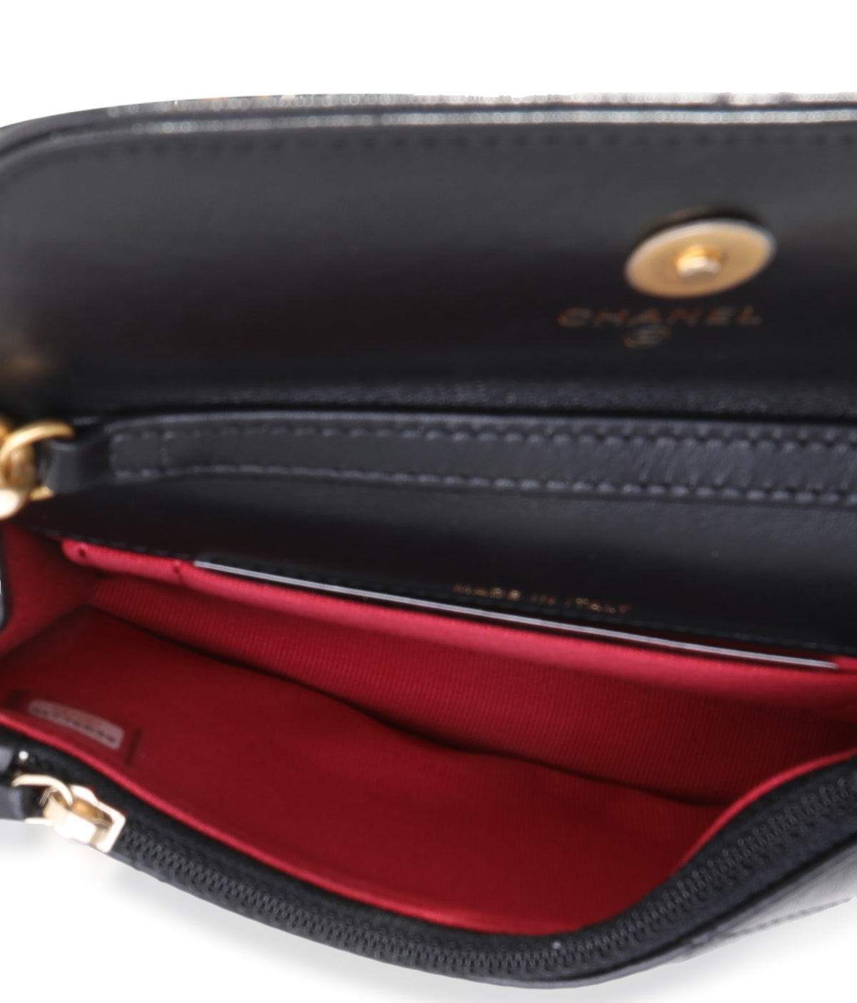Chanel Black Quilted Lambskin  19 Mini Coin Purse With Chain Handbag bv