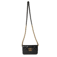 Chanel Black Quilted Lambskin  19 Mini Coin Purse With Chain Handbag clasp
