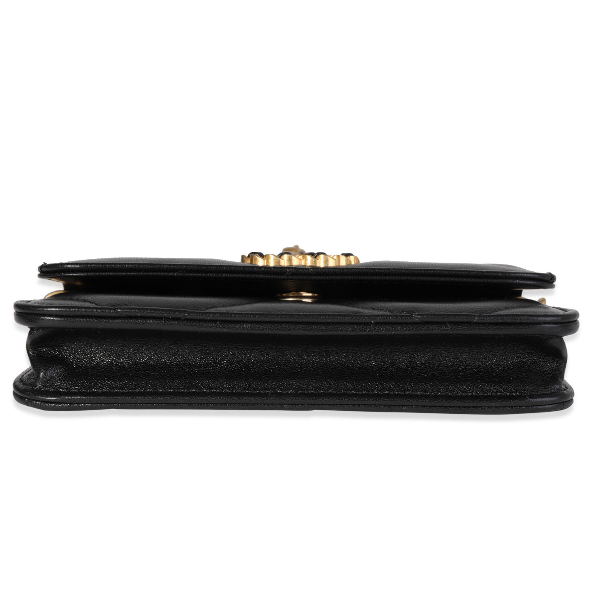 Chanel Black Quilted Lambskin  19 Mini Coin Purse With Chain Handbag pv