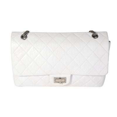 Chanel White Aged Calfskin Quilted 2.55 Reissue 227 Flap Handbag fv