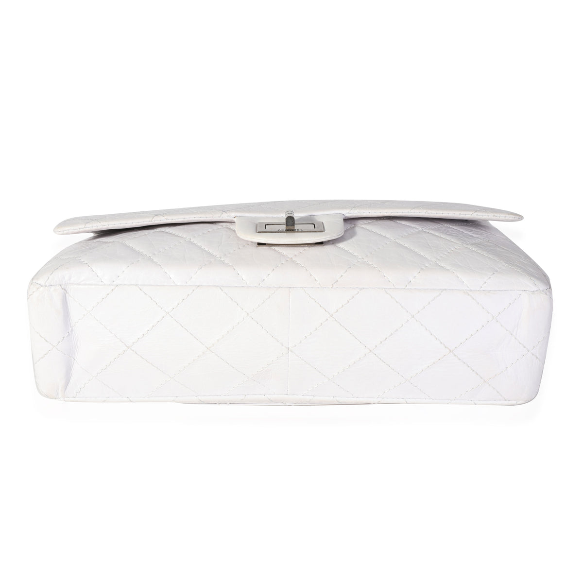 Chanel White Aged Calfskin Quilted 2.55 Reissue 227 Flap Handbag stamp