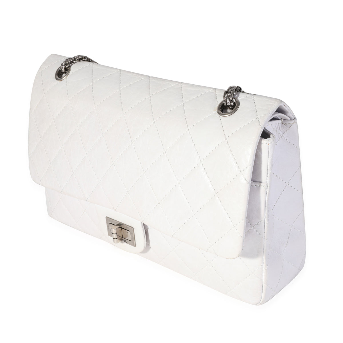 Chanel White Aged Calfskin Quilted 2.55 Reissue 227 Flap Handbag sv